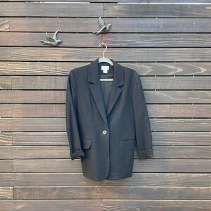Vintage Classic Black Wool Blazer Jacket